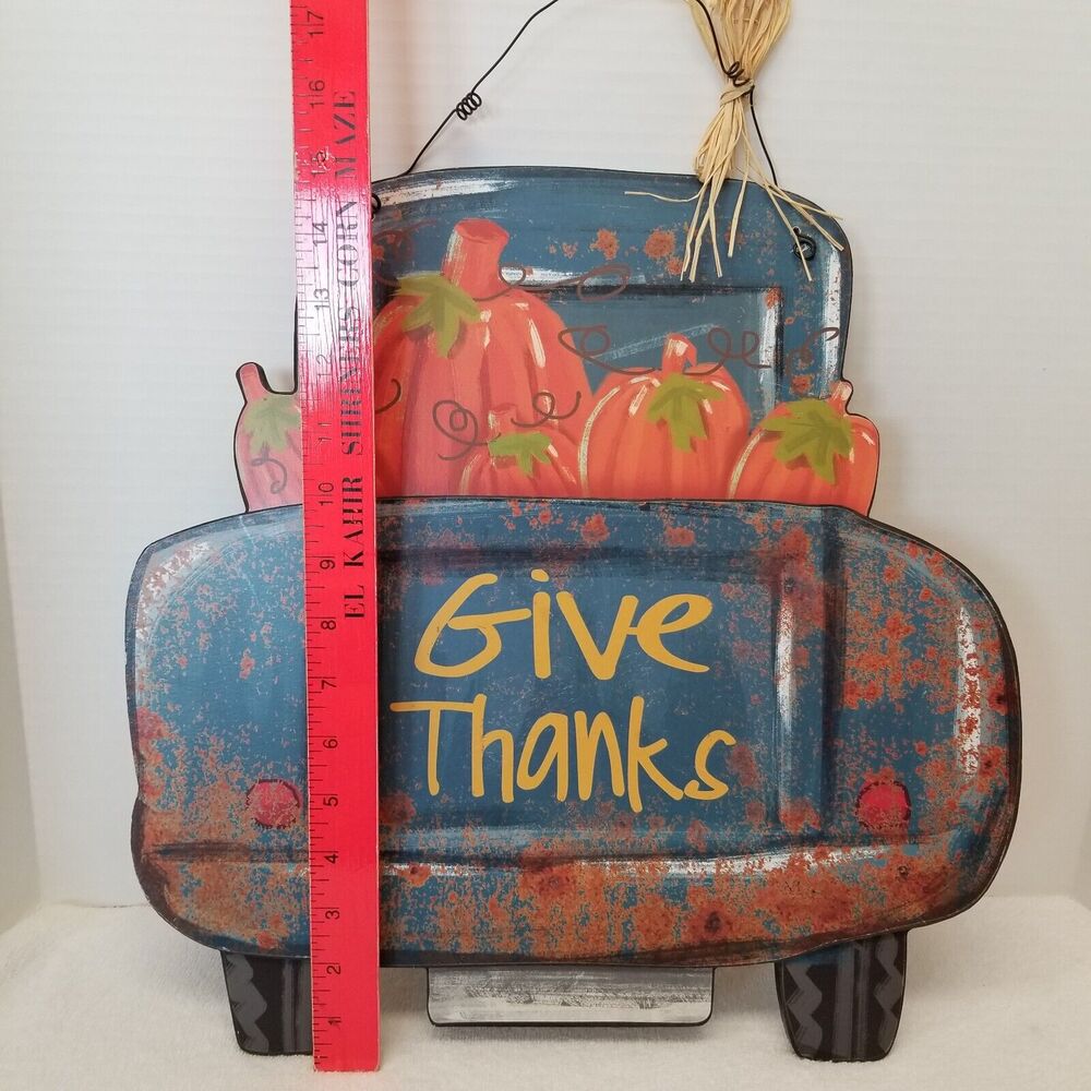 15x15 Give Thanks old truck loaded with pumpkins wall hanging Hobby Lobby